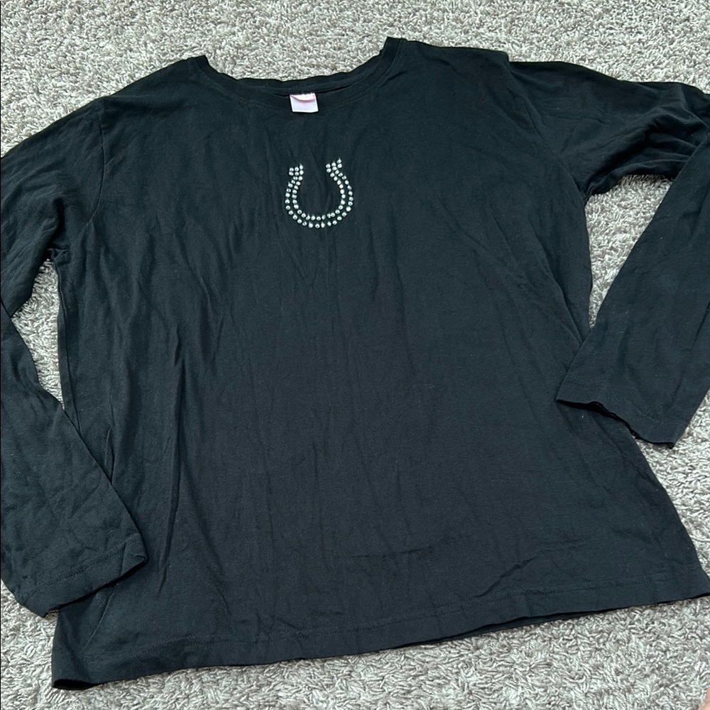 Indianapolis colts NFL football bling rhinestone black long sleeve t shirt‎ soft